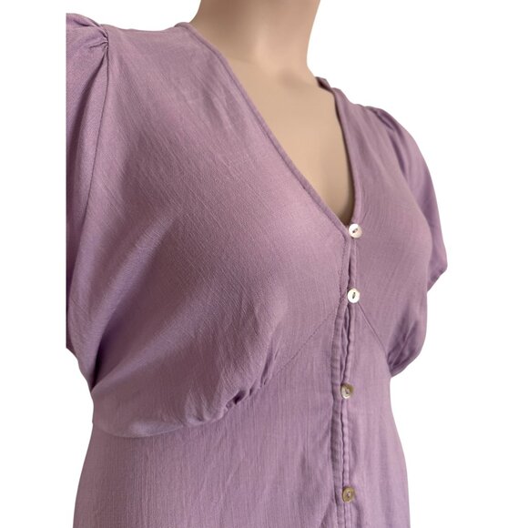 Heartherly Liliac Button Up Tie Back Size 2X V Neck Short Sleeve Stretchy Blouse - Picture 7 of 7